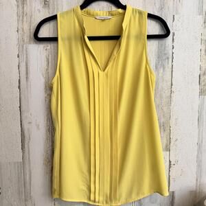 Sleeveless Pleated V-Neck Top - Yellow